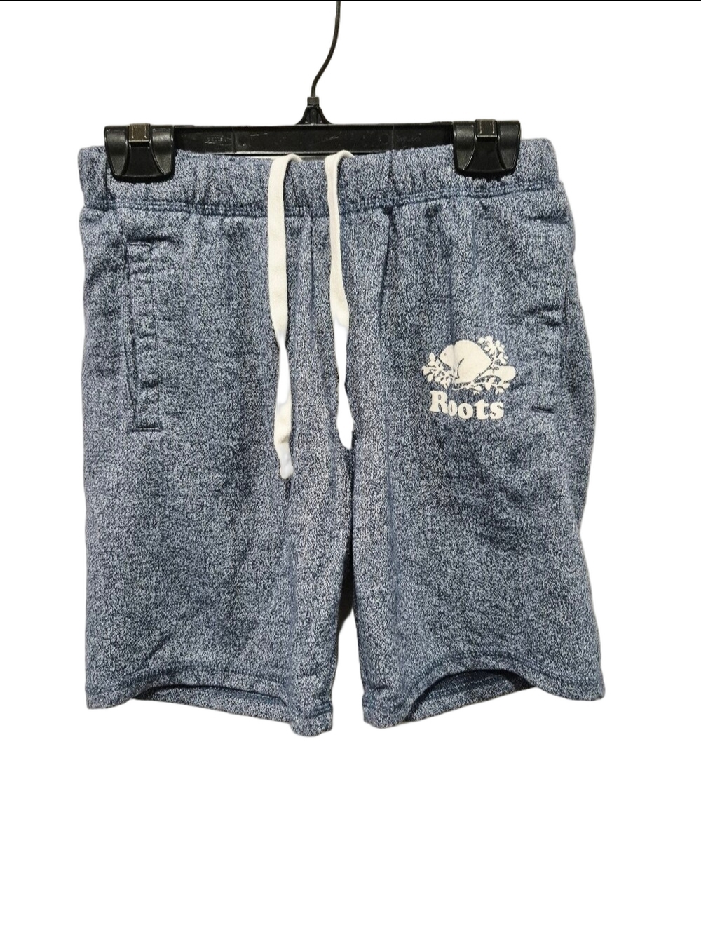 Roots Canada Cooper Beaver Logo Salt & Pepper Fleece Sweat Shorts
